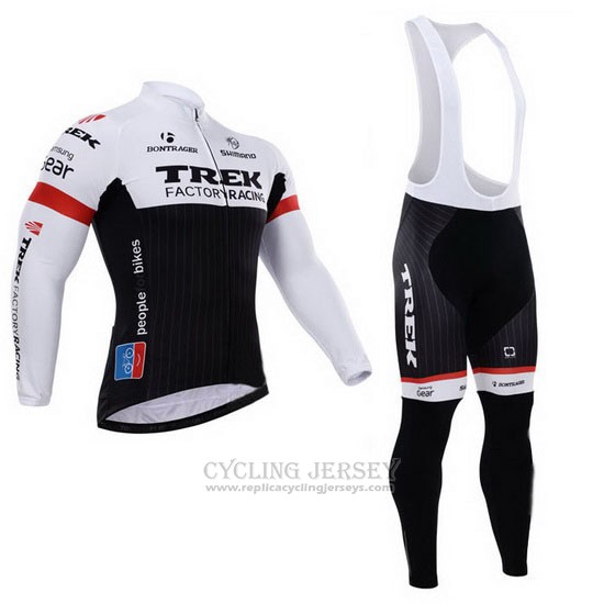 2015 Cycling Jersey Trek Factory Racing Factory Racing White and Black Long Sleeve and Bib Tight